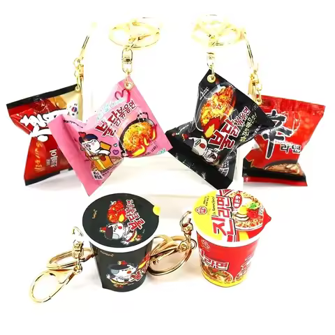 Korean Simulation Snack Bag Keychain Turkey Noodles Instant Noodles Pendant Fun Food Miniature