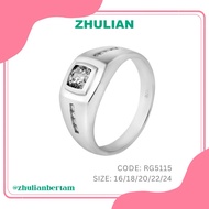 ZHULIAN Rhodium Plated 925 Silver Ring for Men Cincin Nikah/Tunang Lelaki