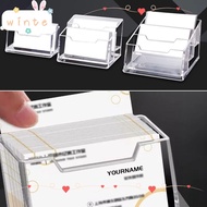 WINTE 1Pcs Bussiness Card Holder, Display Stand  Transparent Business Card Box, 1/2/3 Grids Acrylic 
