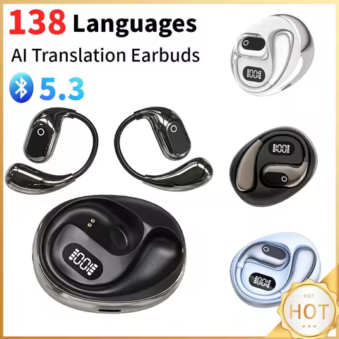 AI Language Translation Earbuds 138 Languages Bluetooth-Compatible 5.3 Translator Device Open Air Tr