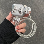 Siliver Color Case For IPhone Charger Protector Cover 40W Cartoon Charger Head Cover Line Spiral Win