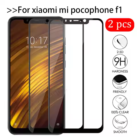 2Pcs Pocofone F1 Tempered Glass For Xiaomi Pocophone F1 Screen Protector Xiomi Mi Poco X3 Pro F3 M3 