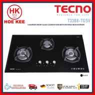 Tecno T3388TGSV  3-Burner 90cm Glass Cooker Hob with Inferno Wok Burner Technology