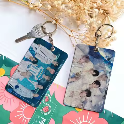 Korean Boy Band TXT Keychain Card Holders Keyring Bank Bus ID Credit Cards Key Ring Chains