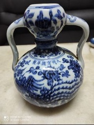 青花花卉鳯紋雙耳瓶高20款（大明宣德年製）