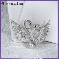【Greenwind】 เข็มกลัดหงส์ไข่มุกพลอยเทียมสำหรับงานแต่งงานสำหรับผู้หญิงเสื้อผ้าสำหรับเครื่องประดับเข็มกลัด