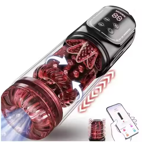 APP LED Automatische Kunstkut Cup 7 Zuigen Roterende Likken Thusting Modi Pocket Kut Stroker Pijpbeu