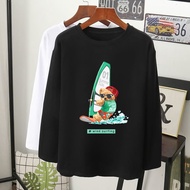  T-shirt viral teddy bear surfing lengan panjang perempuan lelaki/long sleeve women men/Muslimah oversized