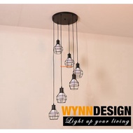Set with LEDBulb Wynn Design Light Nordic Lighting Style Iron Cage Stair Chandelier Light Staircase 