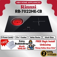 (Free Install) Rinnai | RB-7022HE-CB | 70cm 2-zone Combi Hob | 9 Power Levels | Dual Circuit Zone (V