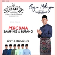 [SET 3] Baju Melayu Nabil Ahmad by JAKEL Baju Melayu Cekak Musang Baju Raya 2024 Slim Fit Percuma Sampin dan Butang Baju