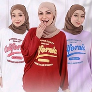 California Women Cotton Batwing Tshirt Sweatshirt Baggy Perempuan