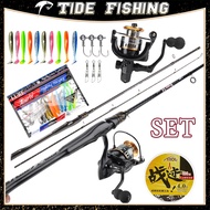 Fishing Rod And Reel Set 2-Section 5.4-6.9 Feet Gear Ratio 5.2:1 PE Line 100 M. Suitable For Beginne