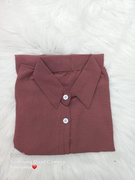 Tunik Basic Crinkle Airflow Wanita Remaja Muslim Polos Kancing Aktif Panjang  Bawah Lutut Tunik Pere
