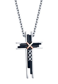 十字架男項鍊 對鍊  鑽石14K金白鋼   愛 時尚