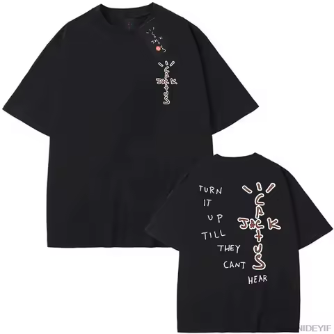 100% Cotton T Shirt Men Women Fashion Hip Hop T Shirts cactus jack Loose Short Sleeve Fans Gift Tops