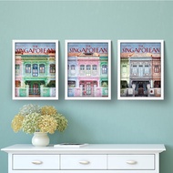 30X40CM ART PRINTS WITH FRAMES (SINGAPORE A) SET OF 3 Wall Decoration Poster