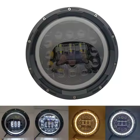 7Inch Black LED Headlight for Motorcycle Tour,FLD,Softail Heritage,Street Glide,Road King,Electra Gl