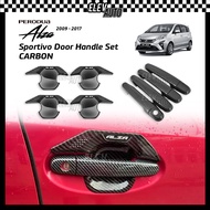 Perodua Alza 2009 - 2021 CARBON Door Handle Set Bowl Cover Trim Accessories 2012 2013 2014 2015 2016