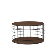 Nordic Metal Round Coffee Table Meja Kopi Bulat Modern Loft Style Coffee Table Rubber Wood Top Metal Leg Center Table