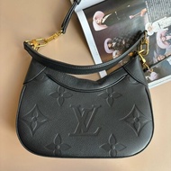 ::LOUIS VUITTON:: LV M46002 Bagatelle黑色壓花紋手提兩用肩背包 腋下半月包