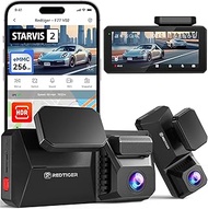 REDTIGER Dual 4K Dash Cam with 256GB eMMC, STARVIS 2 IMX678 Front and Rear Dash Camera with Dual HDR