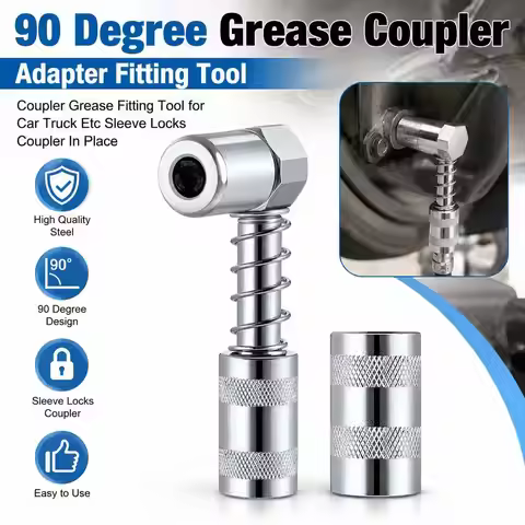 90 Degree Grease Coupler Adapter Fitting Tool Coupler Grease Fitting Tool for Car Truck Etc Sleeve L