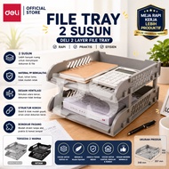 Deli File Tray 2 Tiers 9212 A4 Plastic Document Rack Office Desk Organizer 2 Tier File Disassemble