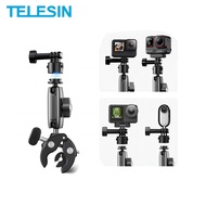 TELESIN Quick Release Cycling Motorcycle Clip Magic Arm 360° Aluminum Alloy Super Clamp 1/4" Hole For Camera GoPro Action Camera