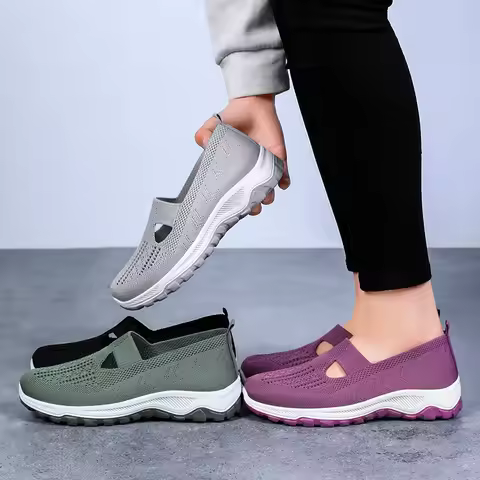 Mesh Breathable Women's Low-top Shoes 2025 Spring and Autumn Solid Color Simple Sponge Cake Sole Com