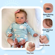 MYREBABY 17" Realistic and Cute Eyes Opened Reborn Newborn Doll Girl Named Sum with Blue Eyes, Lifel