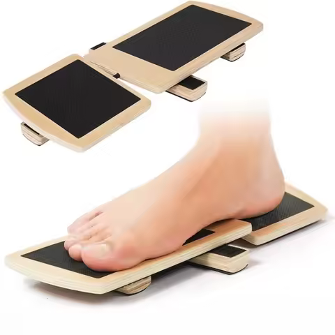 Wooden Single Leg Balance Board Ankle Foot Strengthener Non-slip Adjustable Balance Bars for Spraine