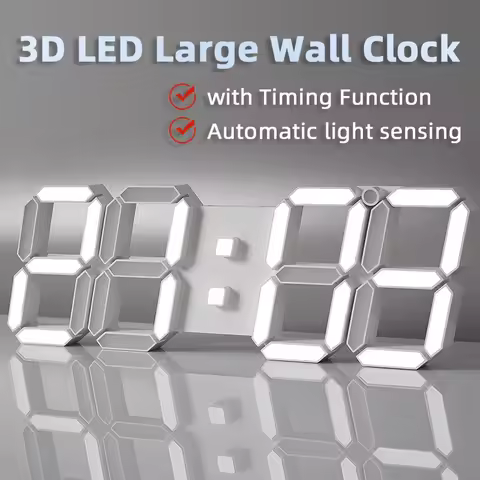 3D LED Digital Alarm Clock USB Charging Luminous Multifunctional Electronic Wall Clock Home Decorati