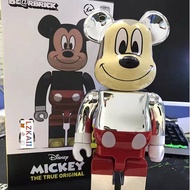 Bearbrick - Mickey Electroplated Silver Gear Joint 400% 28 cm High Quality ABS Anime Action Figures / Toy / GK / Collection / Gift