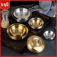 KQ0 ผนังสองชั้น ชามซุป ไม่แตกหัก 304 สแตนเลส จานปรุงรส ใหม่ กลม จานจุ่ม สำหรับซุปข้าว