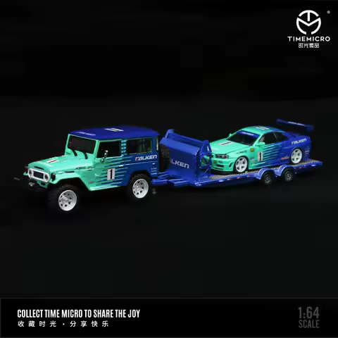 Time Mirco 1:64 FJ40/GTR34 Falken Painting Alloy Diecast Model Car ,Collection & Display& Gift