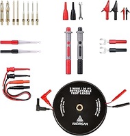 2 Wire 30 ft Retractable Test Leads with 4 mm Banana Plugs and Multimeter Test Leads Kit, Gold-Plate