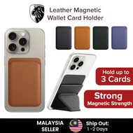 (MY) LionShield Premium Leather Magnetic Wallet Card Holder with Stand, Compatible with iPhone 17/16