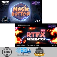 RTFX Generator [1850 FX elements] & Magic Button & element 2D fx pack- 2D FX animation toolkit for A