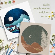RUOPOTY 20x20cm 2pc/lot Frame Painting By Numbers Abstract Moon Scenery Picture By Numbers Home Deco