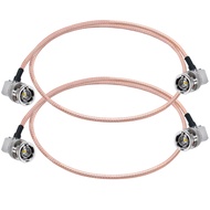 2PCS RG179 BNC Jumper Coax Cable, 20inch (50cm) Right Angle BNC Cable, 75ohm Elbow BNC Male to BNC M