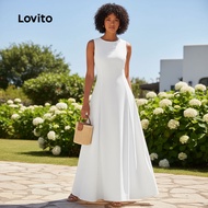 (Fashion_4) Lovito Elegant Plain Structure Line Dress for Women L125AD444