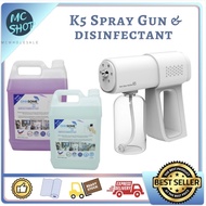 Ready Stock | K5 Spray Gun | Wireless sanitizer spray machine with 5L Disinfectant | K5纳米蓝光喷雾槍+5L消毒液