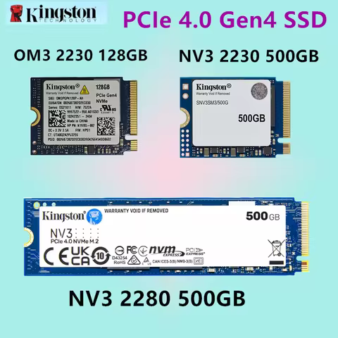 Kingston Internal Solid State Drive NV3 500GB 1TB 2TB M.2 2230 /2280 NVMe SSD&M.2 2230 128GB NVMe PC