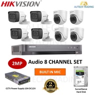 HIKVISION 2MP Audio Full HD 1080p 8 Channel CCTV Set 8ch DS-2CE16D0T-ITFS DS-2CE76D0T-ITPFS DS-7208H