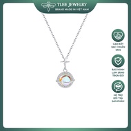 TLEE women's silver necklace with star hanging planet pendant with colorful changing stones TLEE JEW