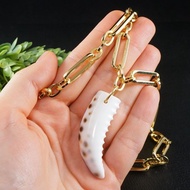 奶油白色米色象牙貝殼牙獠牙大金鍊項鍊首飾
