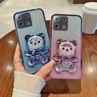 For Xiaomi 13 Pro Case Soft Silicone Bling Electroplated TPU Cell Phone Casing For Xiaomi13Pro Back Cover Cute Bear Stand