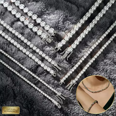 Certified Moissanite Tennis Necklace 3/4/5/6mm Solid 925 Sterling Silver Diamond Tennis Necklaces fo