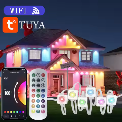 147FT TUYA Smart Outdoor Eaves Light LED Eaves Decorative Lights for Christmas Decoration Eaves Ambi